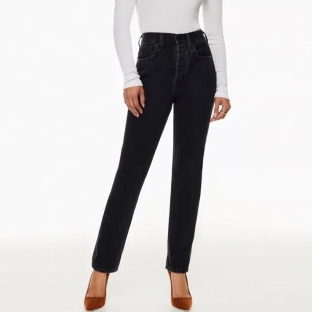 Aritzia Denim Forum Dillon High Rise Slim Black Jeans 28L Size 25